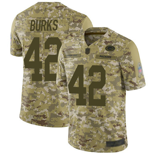 Green Bay Packers Limited Camo Men #42 Burks Oren Jersey Nike NFL 2018 Salute to Service